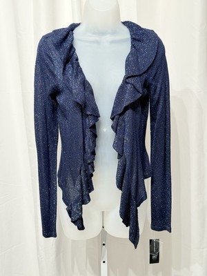 Shimmery Blue I.N.C Cardigan With Open Cascade Front Size S NWT