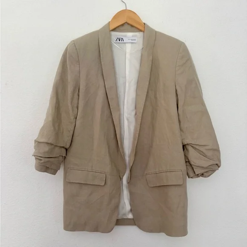Zara Jackets Coats Linen Blazer Size XS - Picture 2 of 9