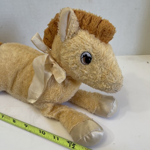 Vintage Dakin Horse Pony Plush Stuffed Animal Satin Ribbon And Hooves Rattle 13” - Picture 3 of 10