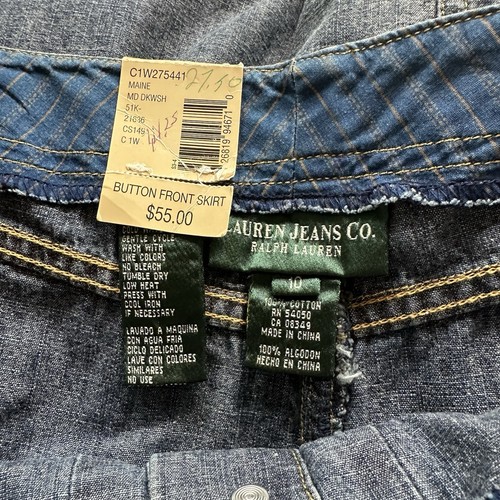 Lauren Jeans Co. Denim Maxi Skirt 10 Long Y2K Blue Button Modest Polo Ralph - Picture 12 of 14