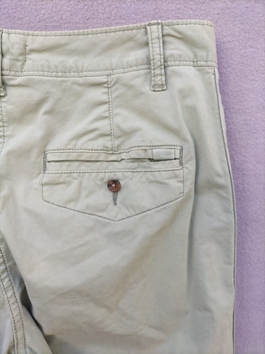 M&S Chino Size 10 Green Women's Tapered Short 28" Leg Cotton Stretch High Rise - Picture 8 of 9