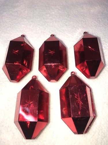 Vtg Jewel Bright Diorama Hexagon Holiday Christmas Ornaments Lot of 5 Red,Silver - Bild 18 von 21