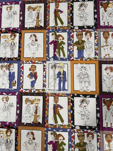 Nurses Doctors Panel Cotton Fabric By Loralie Harris - Picture 5 of 6