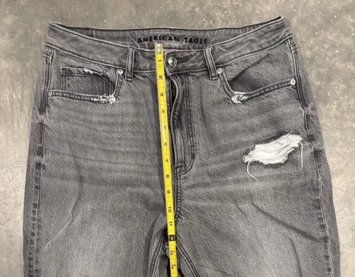 Jeans American Eagle grigio mamma effetto invecchiato donna taglia 12 jeans regular denim - Foto 4 di 8