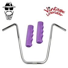 Original Lowrider 16" 22.2 D Handlebar Chrome 212 120mm Grips Solid/Purple