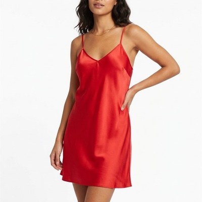 Linea Donatella Slip Dress Womens XL Crimson V-Neck Spaghetti Adjustable Strap