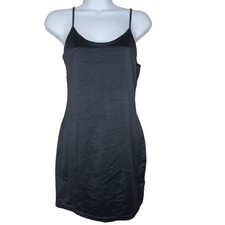 Escapades Black Nylon Spandex Mini Slip Dress Womens Small USA Made Vintage