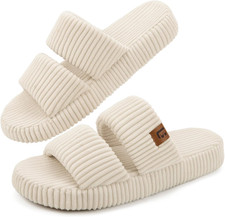 Slippers for Women Memory Foam Open Toe Slide Indoor House Shoes Slip on Bedroom