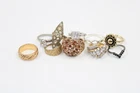 Vintage costume jewelry rings lot of  10 gold / silver tone / cocktail cluster