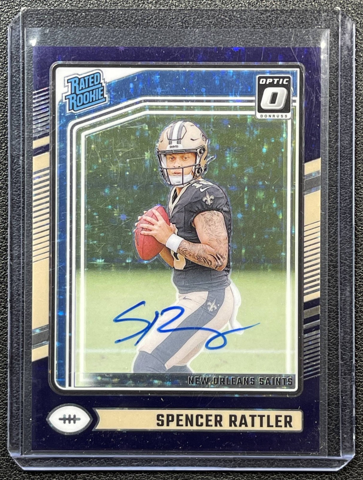 SPENCER RATTLER 2024 DONRUSS OPTIC #289 RATED ROOKIE AUTO PURPLE STARS 42/42