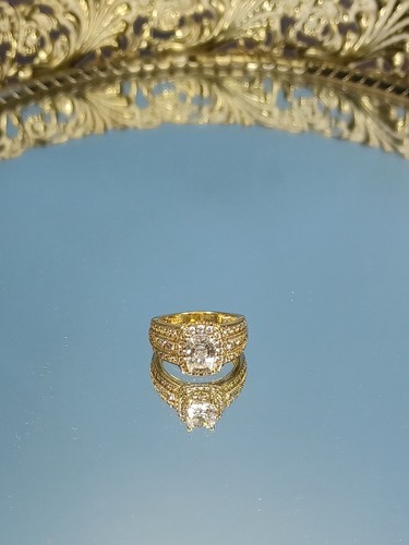 925 Sterling Silver Goldtone Ring cubic zirconia size 5 Beauty Fashion Elegant - Picture 4 of 10