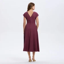 Women's Short Sleeve V-Neck Midi A-Line Dress - A New Day