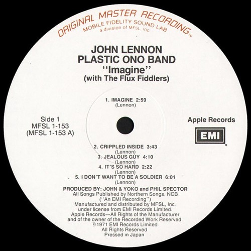 John Lennon Imagine Mobile Fidelity Sound Lab – MFSL 1-153 NM-/VG++ - Picture 8 of 8