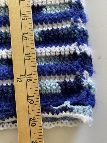 Häkel Hand Strick Weste Handarbeit blau weiß ärmellos Boho Cottagecore Hippie - Bild 6 von 7