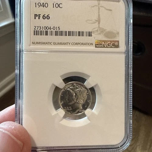 1940 Proof Mercury Dime NGC PR66 Attractive Low Mintage Coin