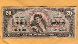 $20 Series 661 rare Military Payment Certificate type in Fine condition