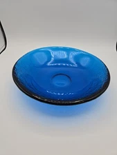 Blenko Handmade Glass 622 Heavy Salad Bowl Blue Starburst