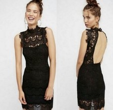 Free People Daydream Black Lace Bodycon Dress Size Small