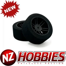 BSR Racing BSRF3200-X-D 1/10 Drag X Compound Foam Tires 32mm Black Rim (2)