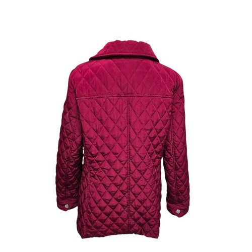 London Fog Women's L Diamond Quilted Jacket Maroon Full Zip EUC - Picture 4 of 5