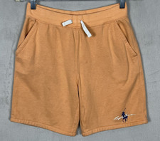 Polo Ralph Lauren Boys Fleece Sweat Shorts L 14-16 Orange Color Pockets Solid