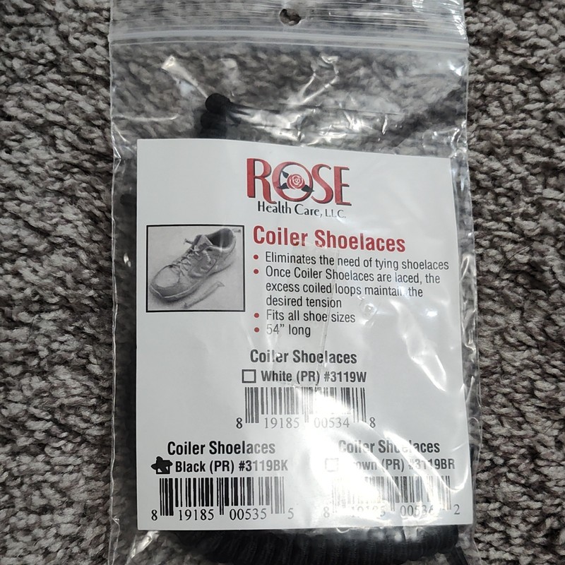 Rose Health Care Elastic No Tie Shoelaces Black MPN 3119BK
