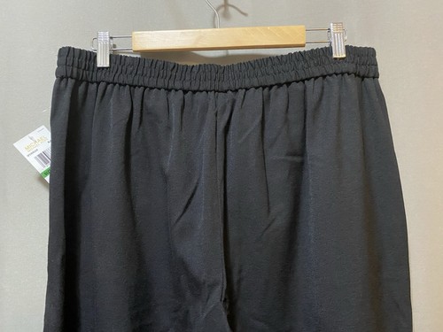 NWT Michael Kors Women Elastic Waistband Hi-Rise Twill Wide Leg Pants SZ L Black - Picture 10 of 14