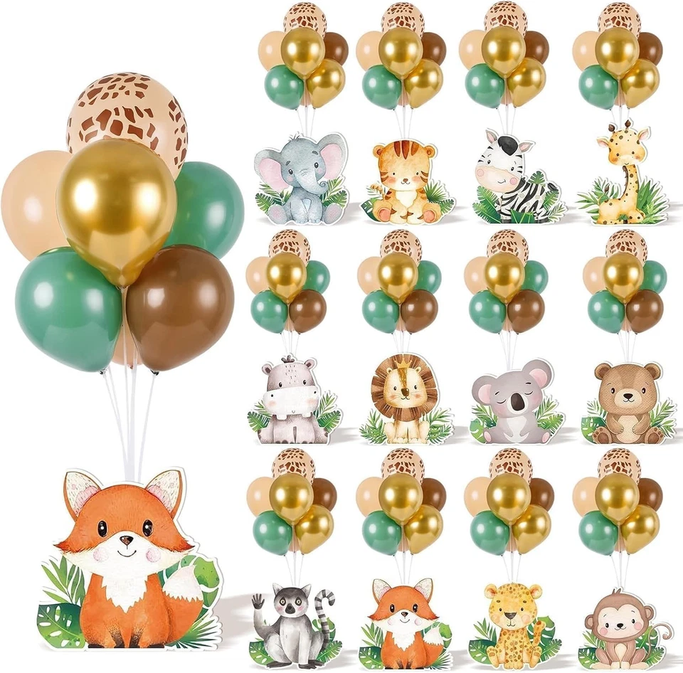 Safari Baby Shower Jungle Animals Balloon Kit - 12 Centerpieces & 90 Balloons - Image 3 of 4