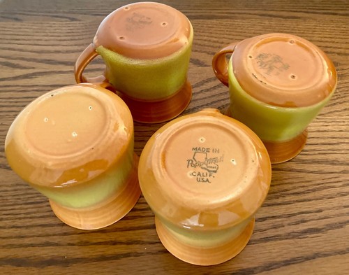 4 VERY GROOVY METLOX “POPPYTRAIL” ORANGE & YELLOW 10OZ. MUGS ~ California, USA - Picture 5 of 5