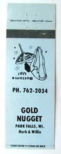 Gold Nugget - Park Falls, Wisconsin Bar Restaurant 20 Strike Matchbook Cover WI