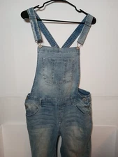 Vtg Wallflower Bib Overalls Youth Girls Sz L Blue Denim Stretch WFN10909K