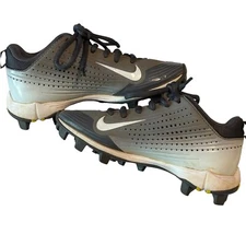 Nike Baseball Cleats Molded Gray White Low Top Kids Size 12C Great! Ship Fast!