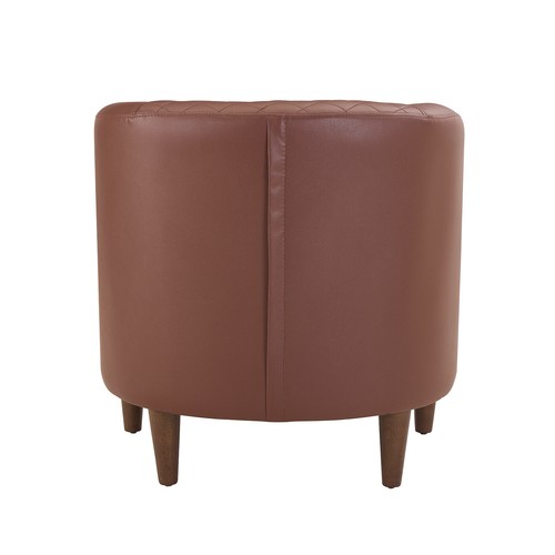 Modern Faux Leather Barrel Accent Sofa Arm Chair Upholstered Living Room Brown - Picture 8 of 11