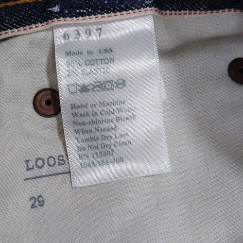 Pantalones de mezclilla ajustados sueltos 6397 Ribete Demin para mujer 29 lavado oscuro tiro alto hechos en EE. UU. - Imagen 5 de 12