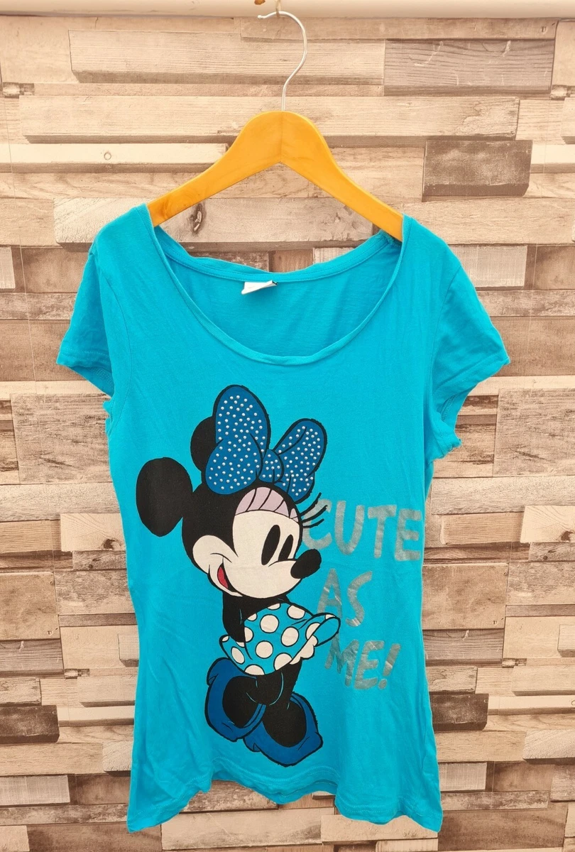 WOMENS BLUE NOVELTY DISNEY MINNIE MOUSE GRAPHIC CUTE AS ME SUMMER
