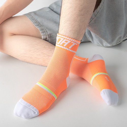 Pro Men Women Road Cycling Riding Bicycle Bike Sports Ankle Socks XC MTB Orange - Picture 101 of 101