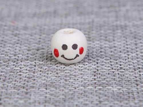 100 Natural Color Cute Smiley Face Expression Smooth Round Wood Beads 10mm Craft - Picture 6 of 11