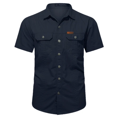 Hombres Camisas de Verano Camisas de Manga Corta Informales Camisa de Playa con Botones con Bolsillo - Imagen 5 de 54