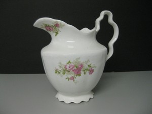 Imperial-Faience-Homer-Laughlin-Juice-Pitcher-Pink-Roses-amp-Gold-Accents-1900-Era