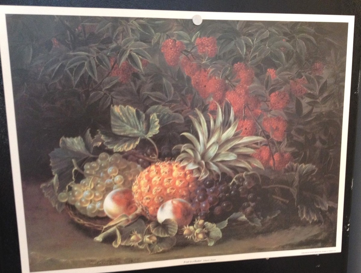 LITHOGRAPH: FRUIT IN A BASKET BY JOHAN L JENSON 19 X 25 ART
