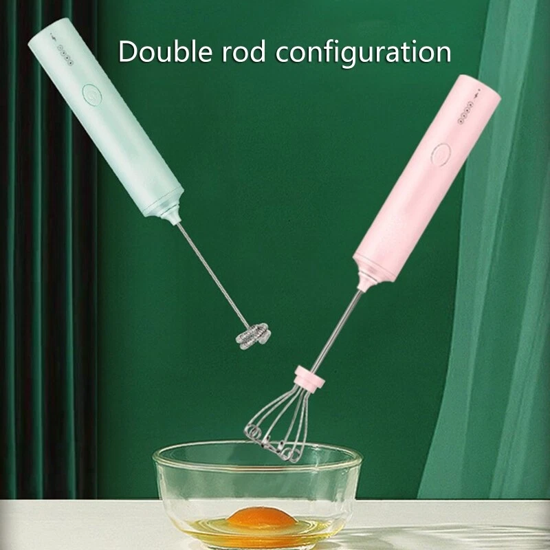 Milk Frother Cordless Electric Beater Handheld for 2 Stirred Heads