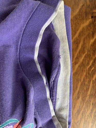 Vtg 90s Panama Jack Granny TShirt L  ? Purple Shells Glittery Distressed Sea - Picture 18 of 20