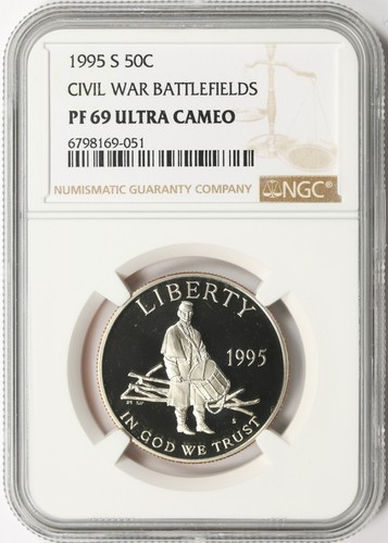 Medio dólar conmemorativo de los campos de batalla de la Guerra Civil 1995-S 50c NGC PF69UCAM - Imagen 1 de 4