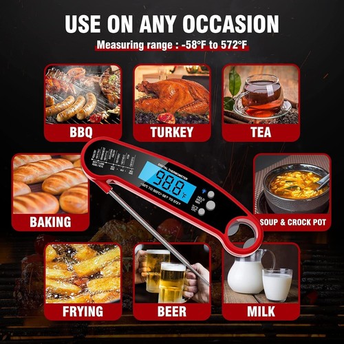 Termómetro digital de carne de lectura instantánea para cocinar, resistente al agua rápido y preciso - Imagen 5 de 7