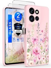 for Motorola Moto Edge 2024 Case, Girls Women Florals Liquid Silicone Phone Case