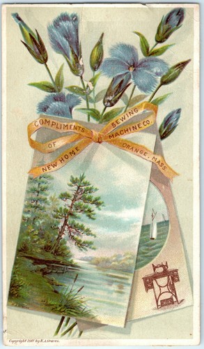 1887 Galway, NY Nueva máquina de coser casera tarjeta comercial victoriana N.A.Graves C24 - Imagen 2 de 3