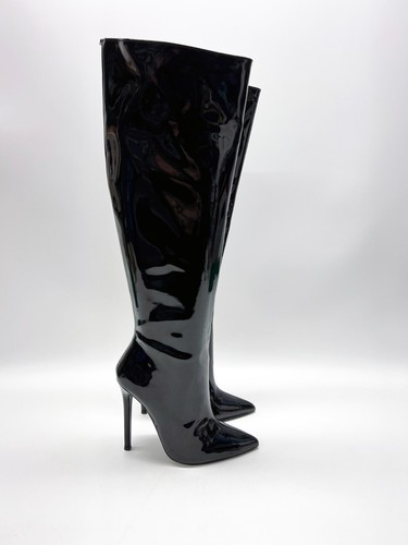 ASOS Carly Black Patent Womens Knee High Boots - Size UK 3 - NEW - RRP = £60.00 - Picture 2 of 11