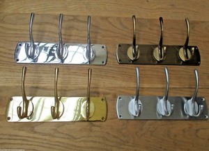 SOLID BRASS HAT AND COAT RAIL RACK HANGER WARDROBE BATHROOM BEDROOM HOOKS PEGS