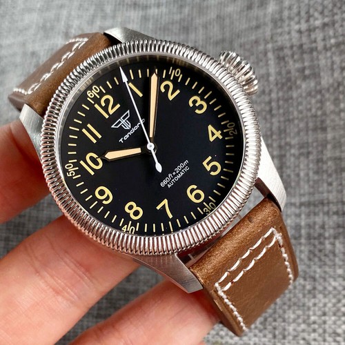 Big Crown 39MM Tandorio Black Dial Beige Marks NH35A PT5000 Automatic Mens Watch - Picture 1 of 9