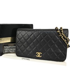 CHANEL CC Matelasse 23 Full Flap Chain Shoulder Bag Leather Black GHW 889RF068